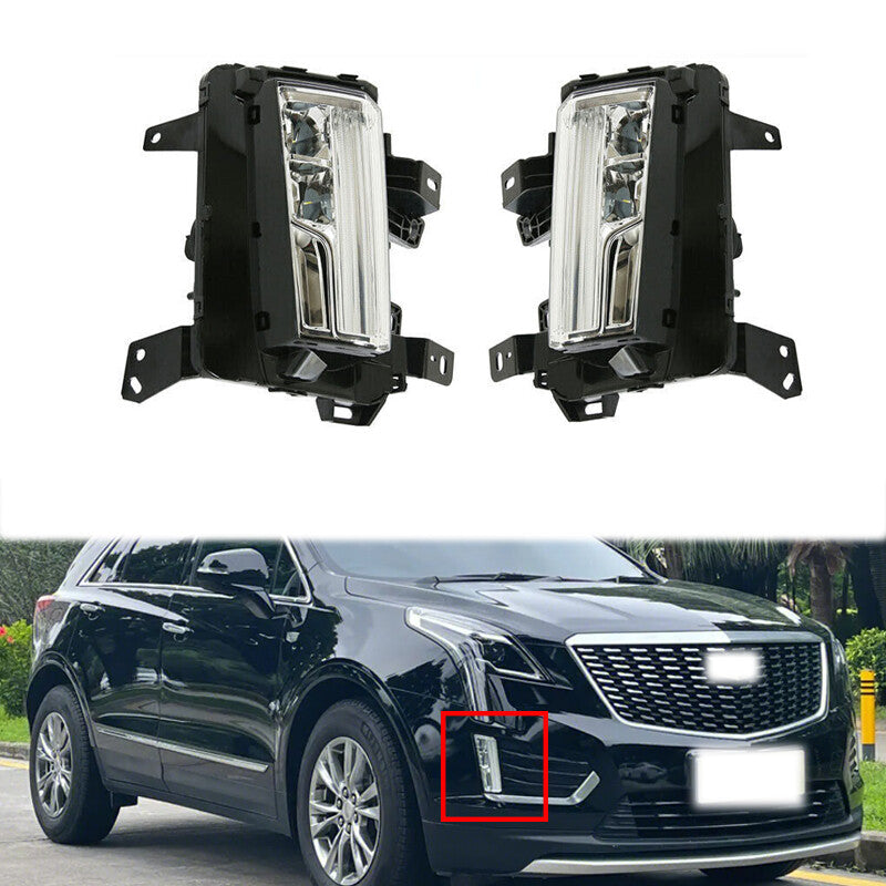 for Cadillac XT5 2017-2020 Pair Front Fog Lamp Driving Light Assembly LED DRL