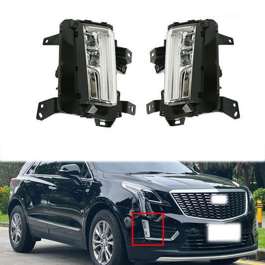 for Cadillac XT5 2017-2020 Pair Front Fog Lamp Driving Light Assembly LED DRL