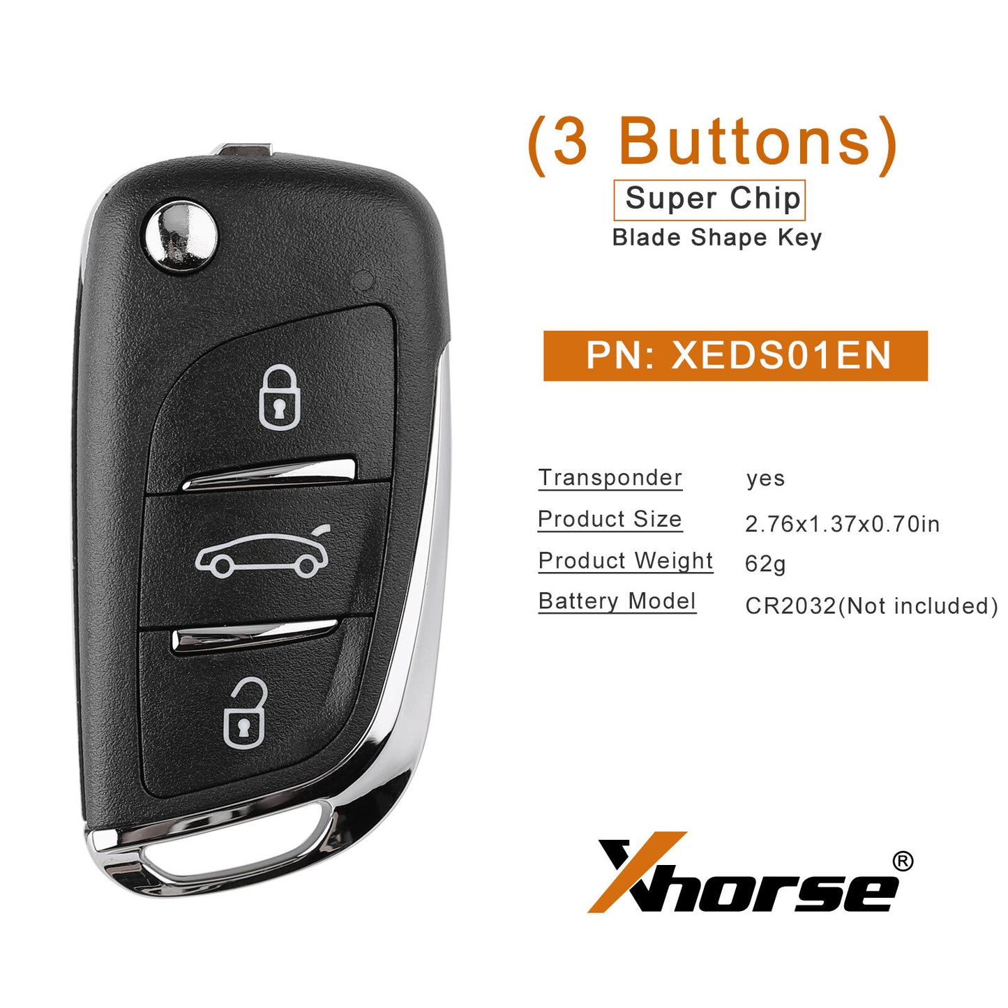 Universal Super Remote Flip Key for DS Style 3 Buttons XEDS01EN for VVDI Tool
