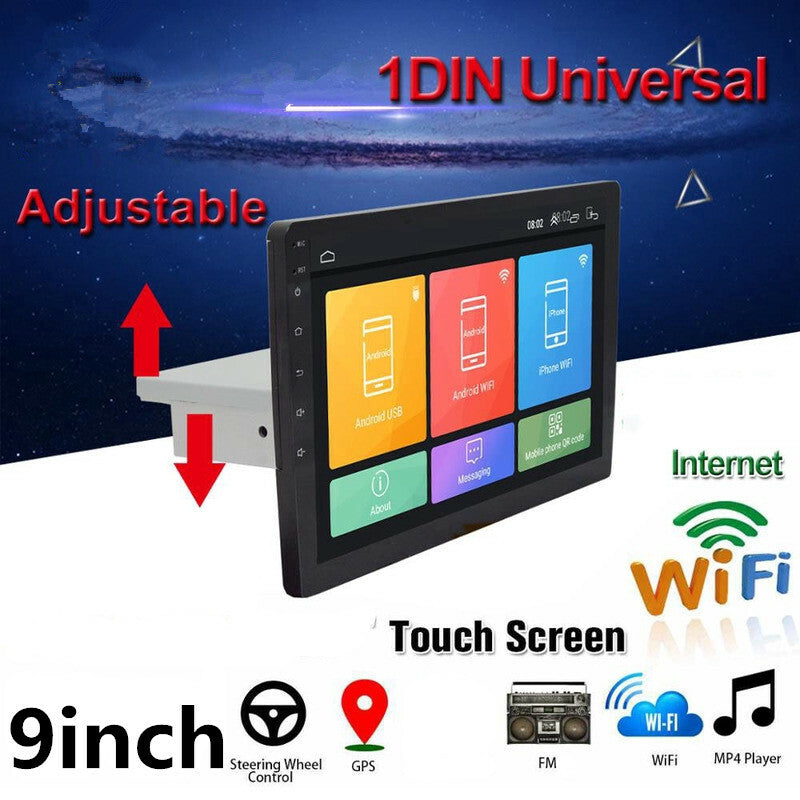 9 Android 1DIN 1+16G Adjustable Car Radio Multimedia GPS Navigation Host Player