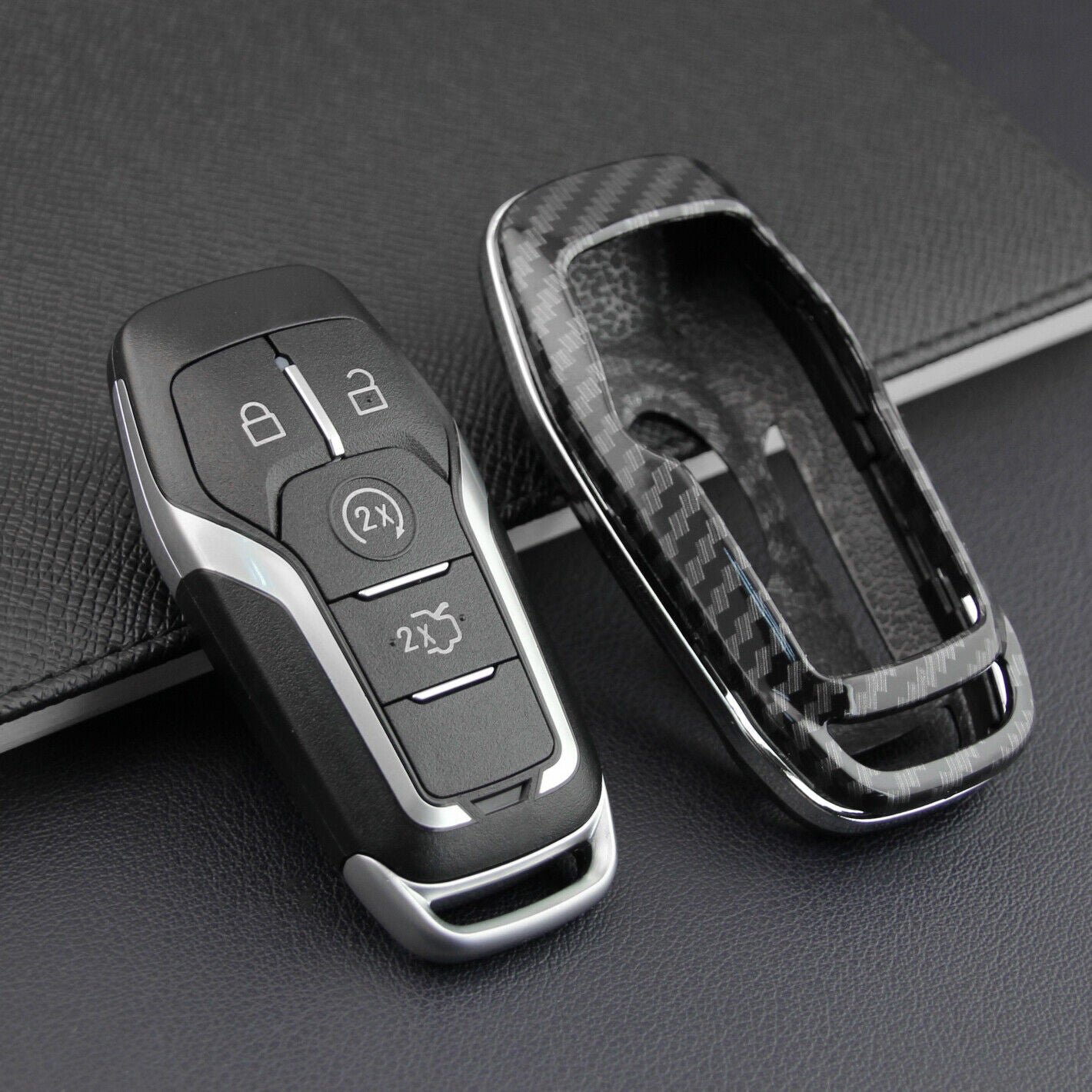 for Ford 2013-2019 Carbon Fiber Hard for Smart Key Fob Case Shell Cover Accessories