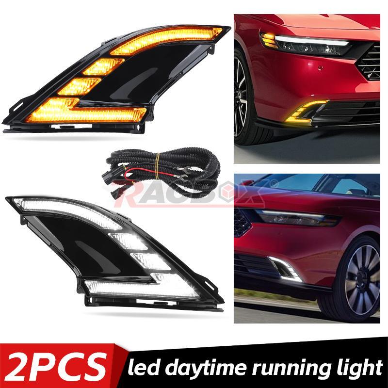 2x Front Bumper Fog Lights LED DRL for Honda Accord 2023-2024 Turn Signal Lamp