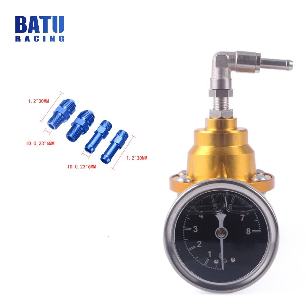 Gold Universal Adjustable Car Fuel Pressure Regulator with Oil Gauge Kit