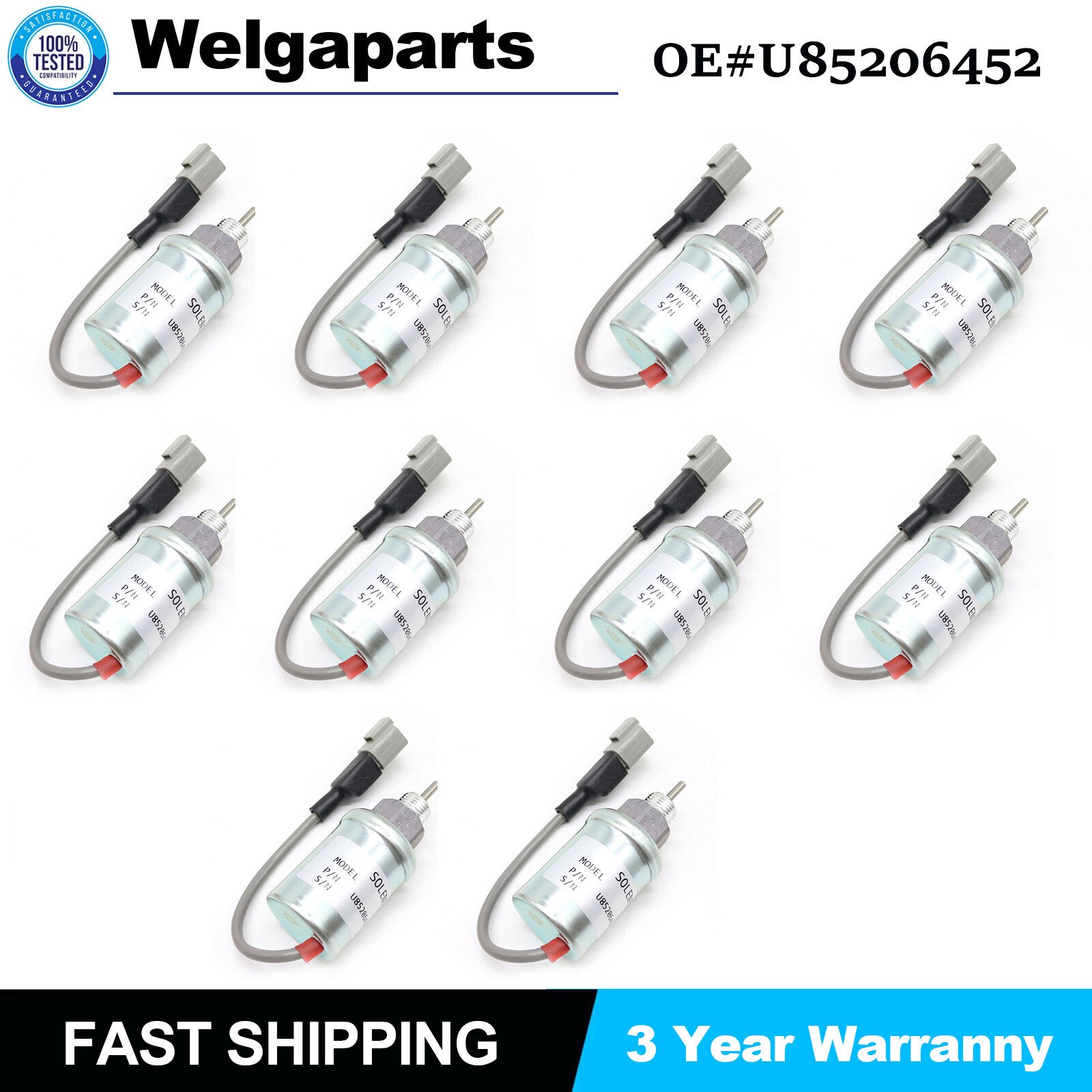 10PCS 12V Stop Solenoid For Perkins 402D 403D 404D 404C 403C 185206452 U85206452