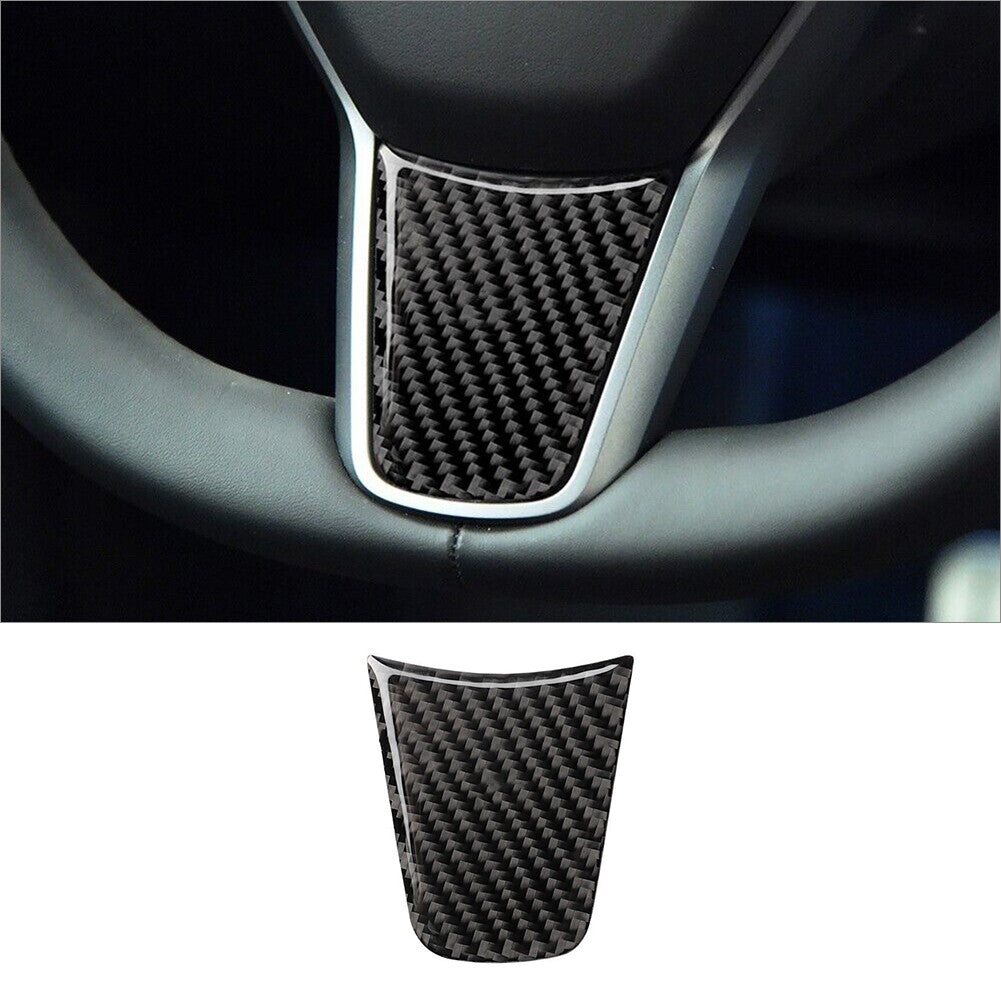 3x Carbon Fiber Interior Steering Wheel Cover Trim for Tesla for Model Y /3 2017-2022