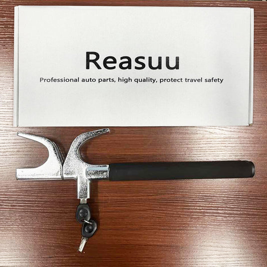 Reasuu Steering Wheel Lock Anti-Theft Device, Adjustable Length Double Hook