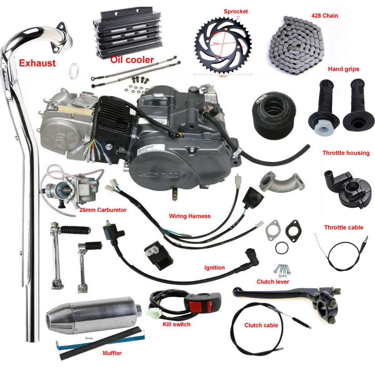 for Lifan 140cc Engine Motor Kit Manual For Pit Bike for Honda CRF50 CT70 110 Atomik SSR