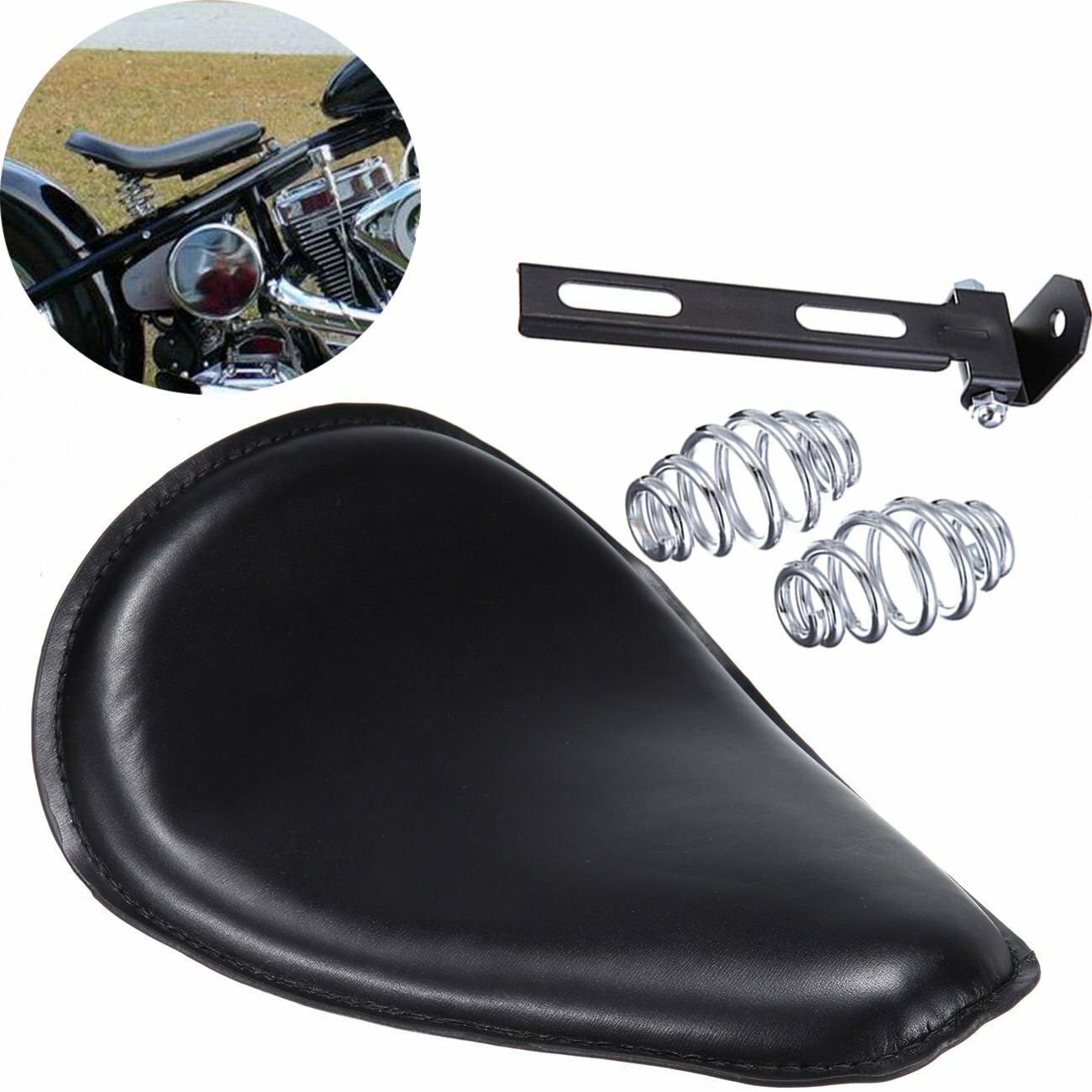 Black 3-inch single-spring support cushion for seat base for Harley Chopper Bobber custom