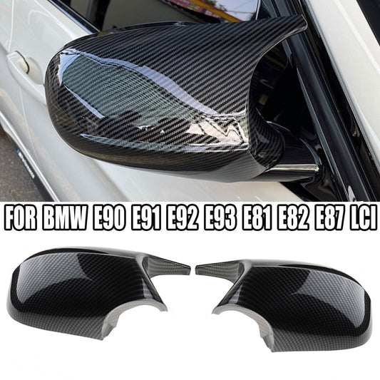 Carbon fiber M3 style mirror protective case for BMW E90, E92, LCI, 328i, 335i (2009, 2010, 2011).
