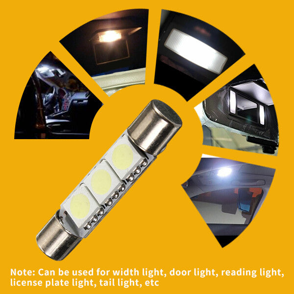 20Pcs Xenon White 3SMD 6641 6614F LED Bulb Sun Visor Vanity Mirror Fuse Lights