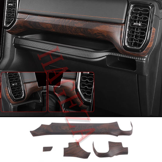 for Ford Ranger 2023+ Center Console for Co -pilot Dashboard Cover Trim Wood Grain