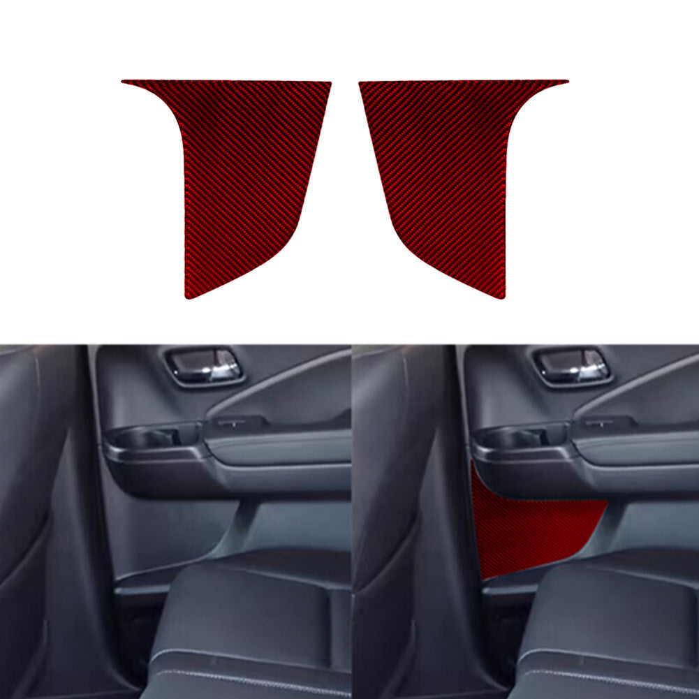 2Pcs Red Carbon Fiber Rear Door Panel Cover Trim for Honda Ridgeline 2017-2020