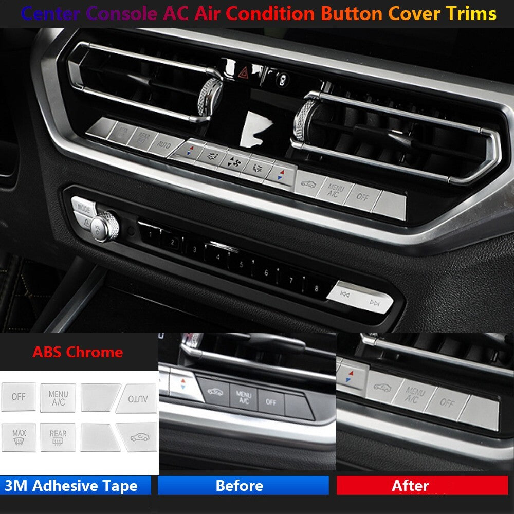 8Pcs for BMW 3 Series G20 G80 G28 Car Console Air Condition AC Switch Cover Trim