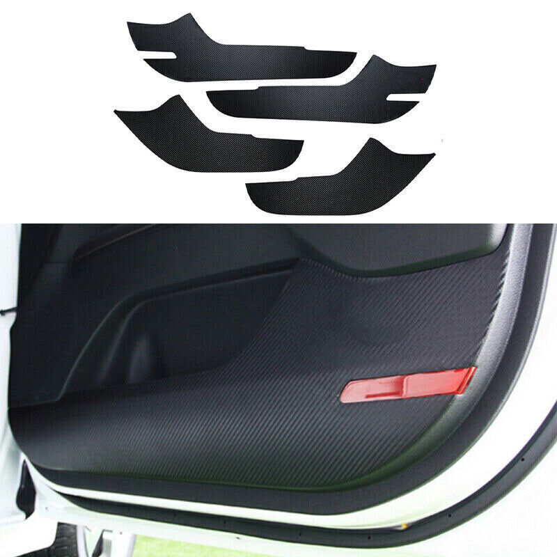 PU Carbon Fiber Leather Inner Door Anti-Kick Panel Trim for Kia K3 Forte 2019-23