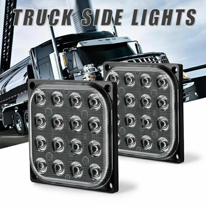 for Offroad Truck Square 16-LED Flashing Side Marker Indicator Brake Tail Light