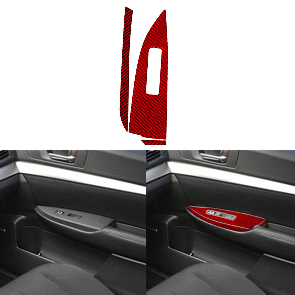 Red Carbon Fiber Passenger Window Lift Cover for Subaru Legacy Outback 2010-2014