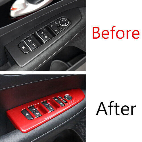 Glass Window Lifting Lock Panel Trim for Kia K3 Forte 2019-2022 Bright Red 4PCS