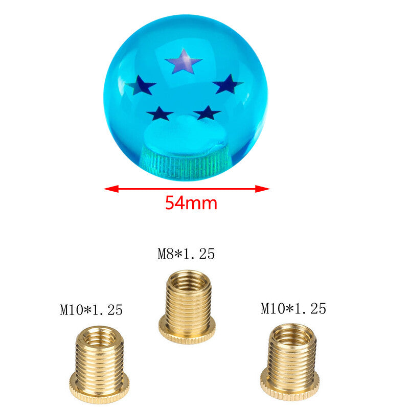 1Pc Blue Dragon Ball Shift Knob W/3 Adapter Universal Manual Transmission 5 Star