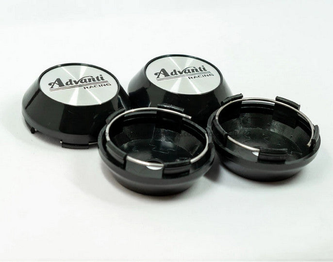 4-piece set of 65mm Advanti racing wheel caps, wheel center caps, wheel logos, silver
