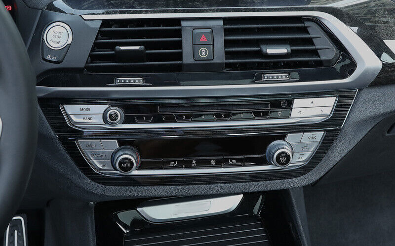 for BMW X3 G01 2018-2021 Black Steel Central Console AC Switch Panel Frame Trim