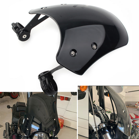 Motorcycle Front Windscreen Windshield Black ABS Fit for Harley Dyna Softail Models