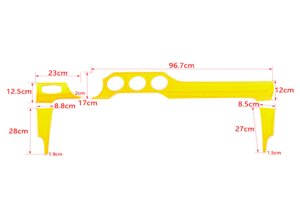 4¡Á Yellow ABS Center Console Dashboard Panel Trim Fit for Ford for Mustang 2015-2022