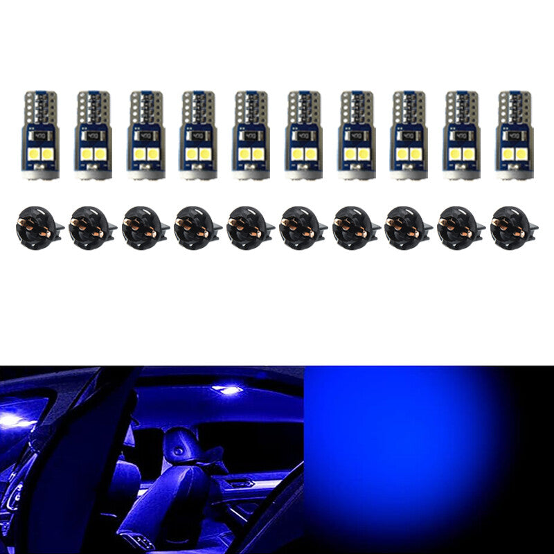 10Pcs T10 3030-6SMD LED Lights License Plate High Lights Bulb Blue Light