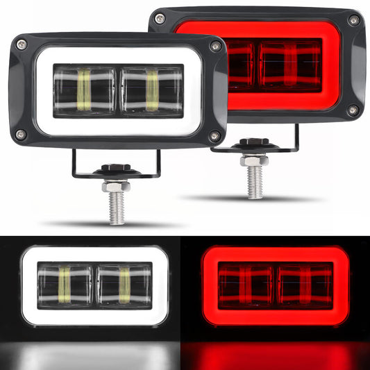 2X 4Inch Red Halo LED Work Light Bar 8D Pods Fog Driving Headlight Offroad Truck