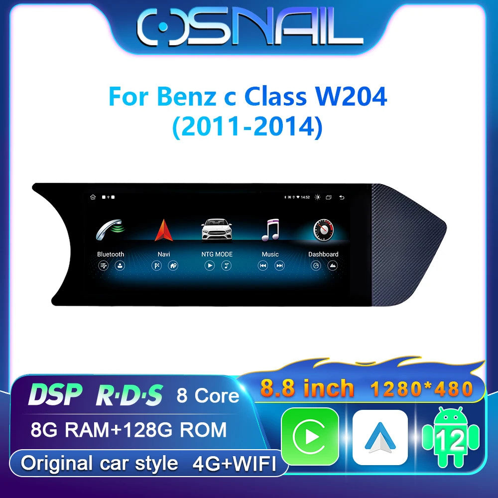 Android CarPlay Car Radio for Mercedes for Benz C Class W204 S204 GPS Player Screen