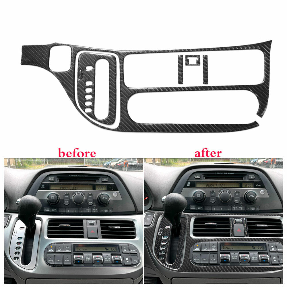 6x Carbon Fiber Automatic Control Panel Cover Trim for Honda Odyssey 2005-2010