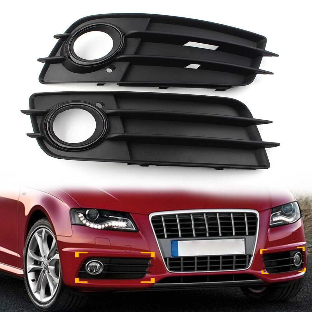 for Audi A4 B8 S4 08-12 Black 8K0807681C/2C Front Bumper Fog Light Grille Cover
