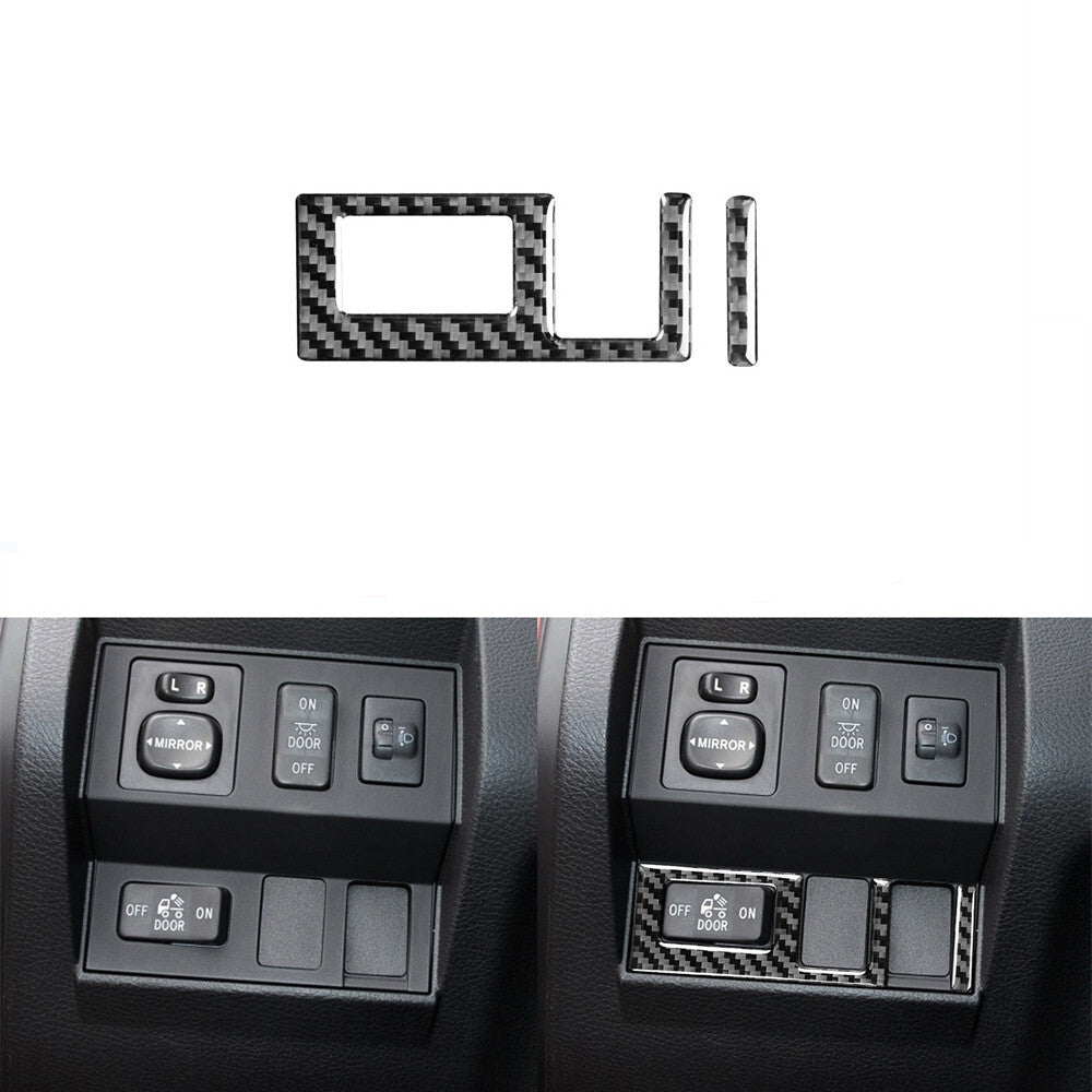 2Pcs Carbon Fiber Headlight Switch Circle Cover Trim for Toyota Tundra 2014-2018