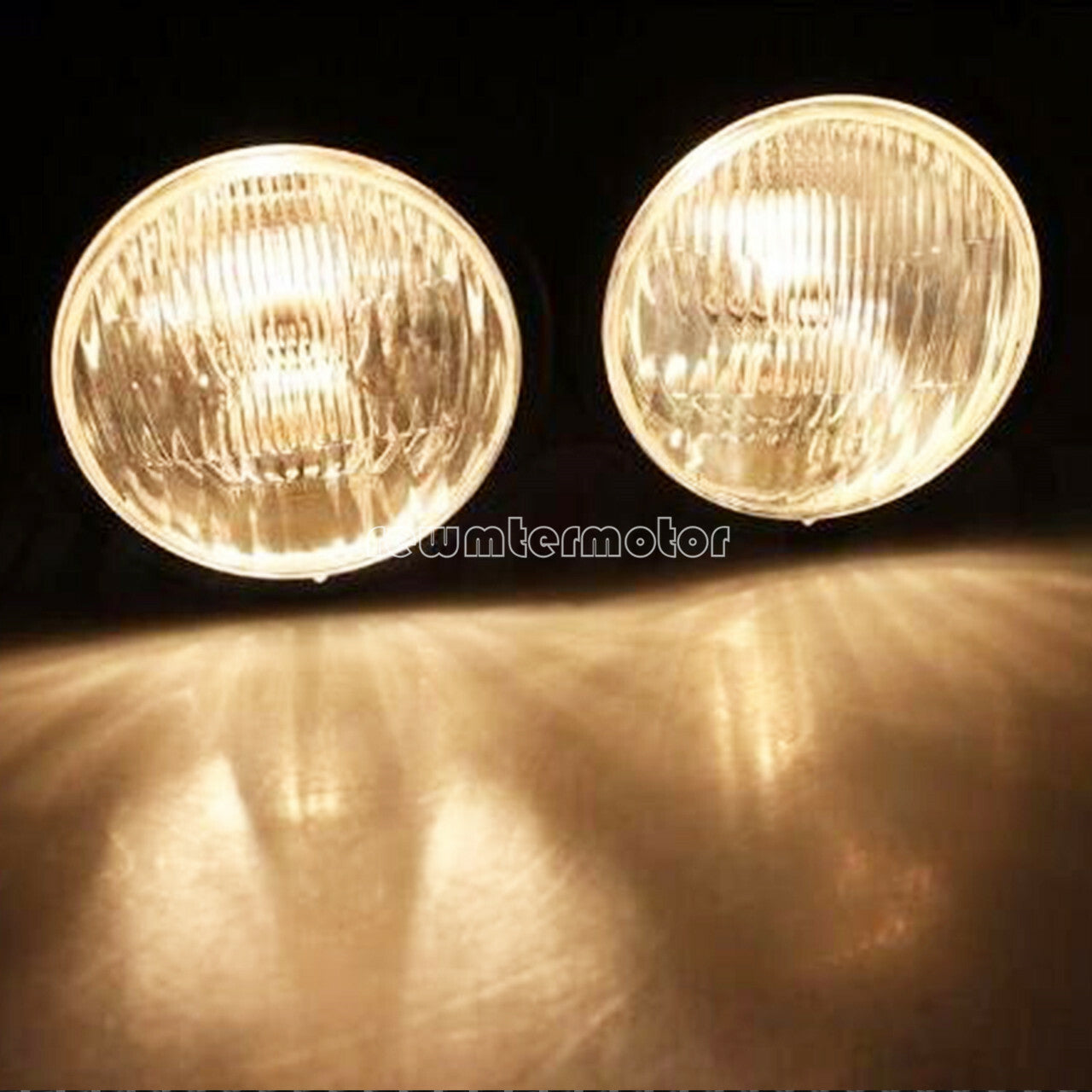 Black Twin Headlight Motorcycle Double Dual Lamp Street Fighter Universal Racer
