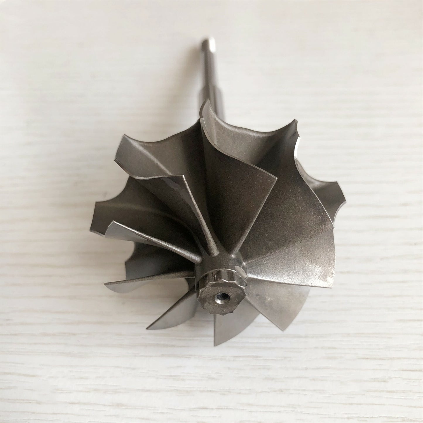 K26 54.55x64.4 mm 9 blades 136.5 mm shaft length turbine wheel and shaft/turbine wheel
