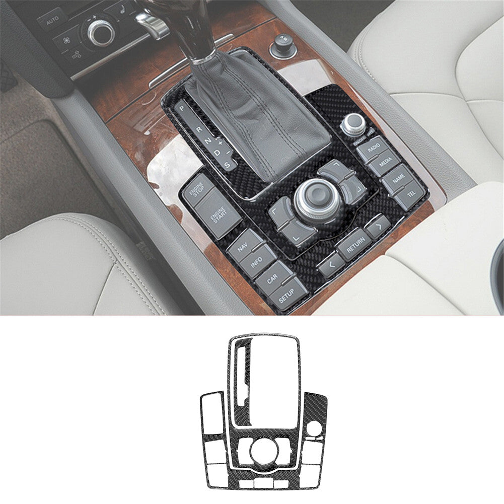 3Pcs Carbon Fiber Interior Gear Shift Panel Cover Trim for Audi Q7 2007-2015