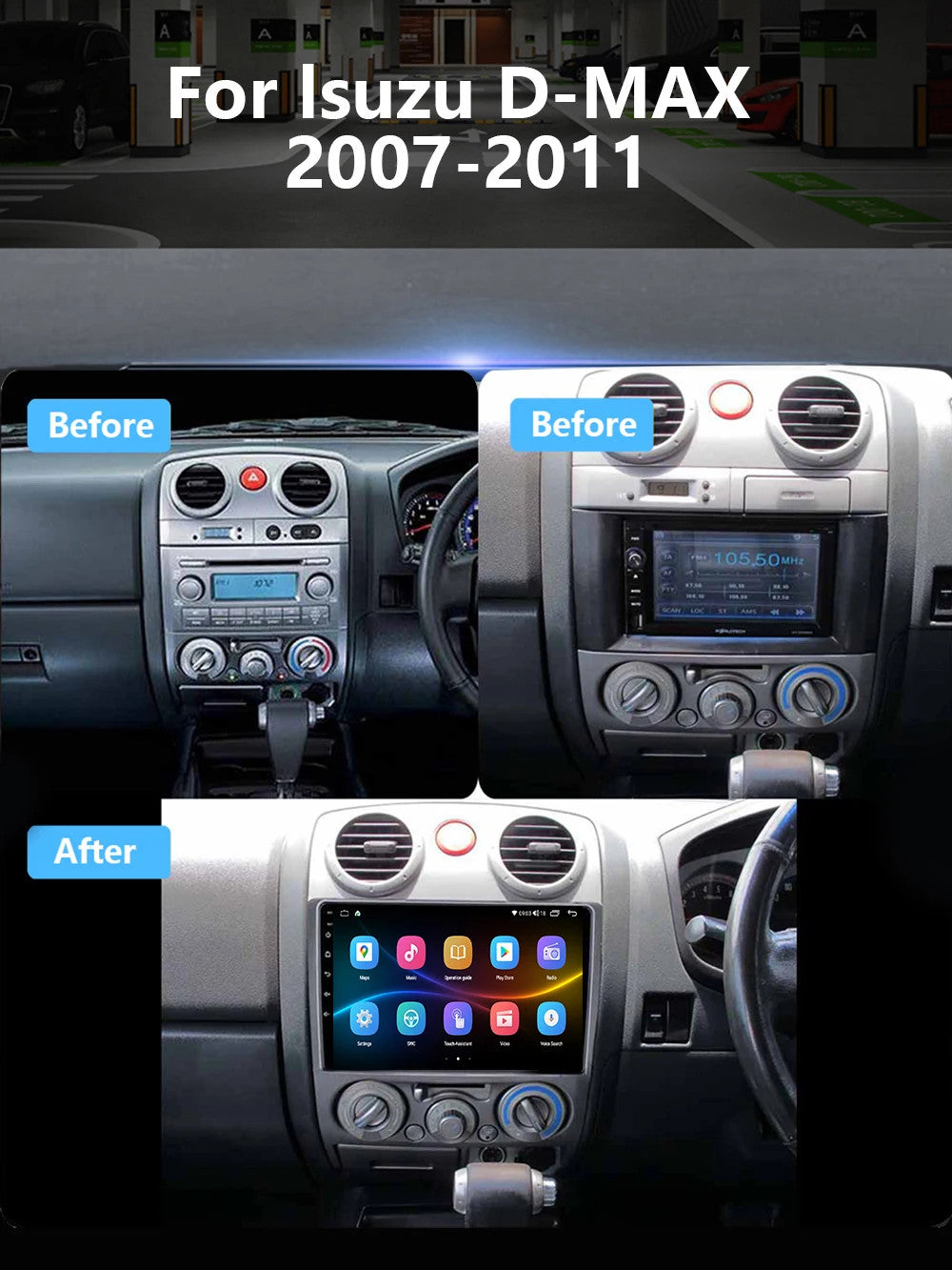 for Isuzu D-Max DMAX 2007-2011 Android CarPlay Car Stereo Radio GPS Navi Screen