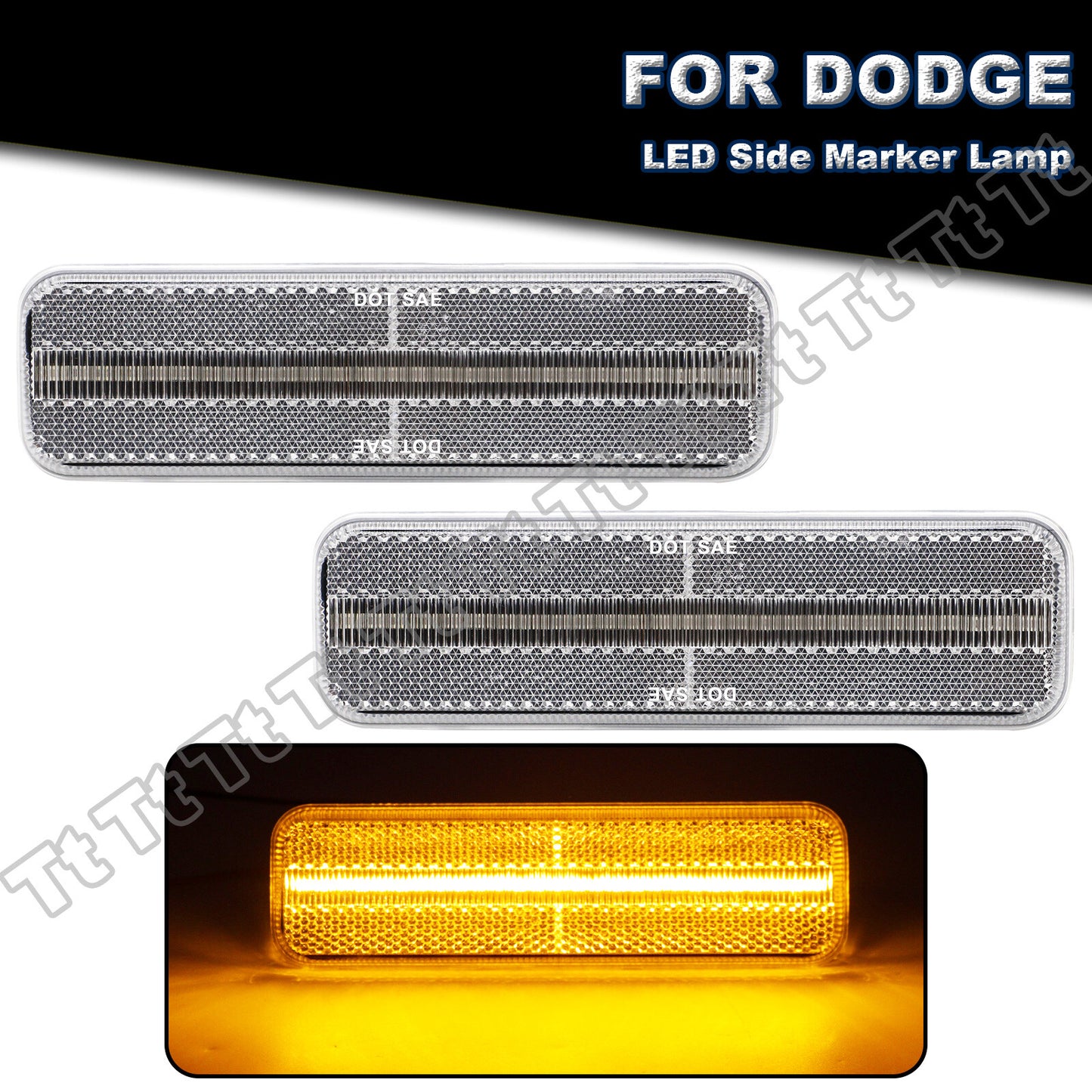Compatible with for Dodge D150, D250, W250, and W150 chargers with transparent LED front marker lights (models 71-93).