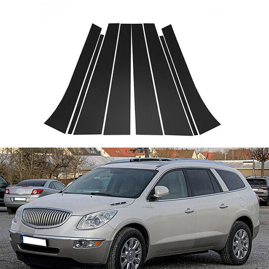 for Buick Enclave 08-2017 Piano Black Pillar Post Door Window Molding Strip Trim