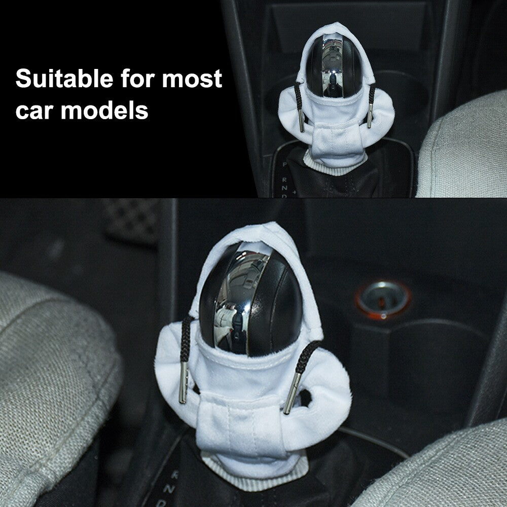 Hooded Car Shirt Shift Knob Cover,Universal Gear Shift Knob Cover(White)