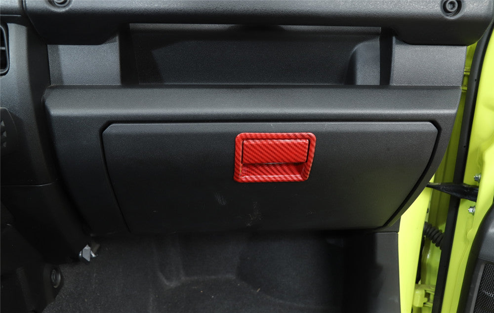for Co -pilot Storage Box Handle Trim for Suzuki for Jimny 2019-2022 ABS Red Carbon Fiber
