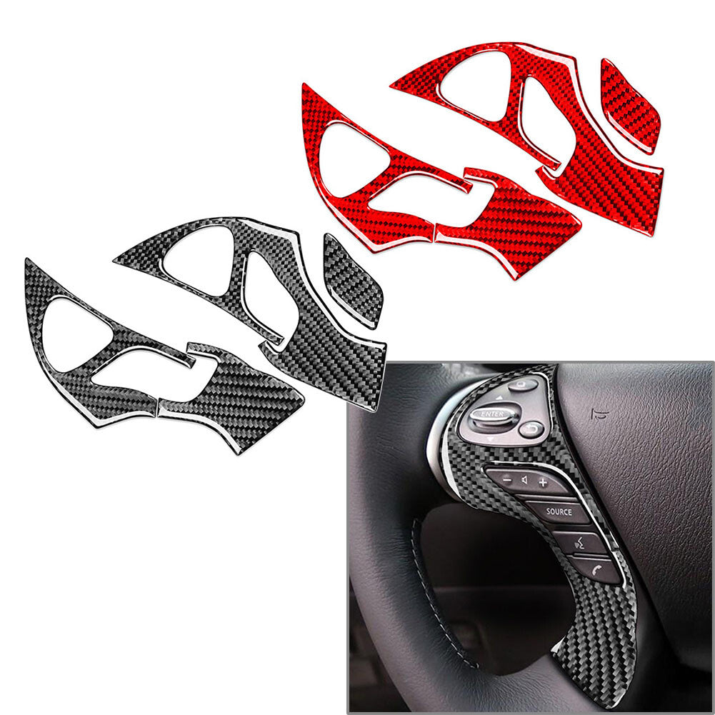 Carbon Fiber Steering Wheel Button Cover Trim for Infiniti JX35 QX60 2013-2016