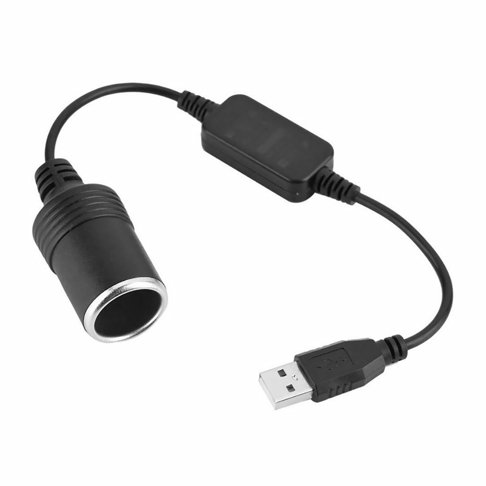 Black USB Car Voltage Conversion Line Socket Power Adapter Charger Cable Kit