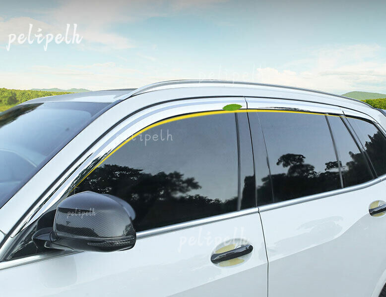 for BMW X5 G05 2019-2023 Silver Window Visor Shades Sun Rain Guard Deflector 6x
