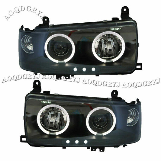for TOYOTA for Land cruiser LC/FJ80 91-97 Smoke Black Angel eyes One-piece Headlight