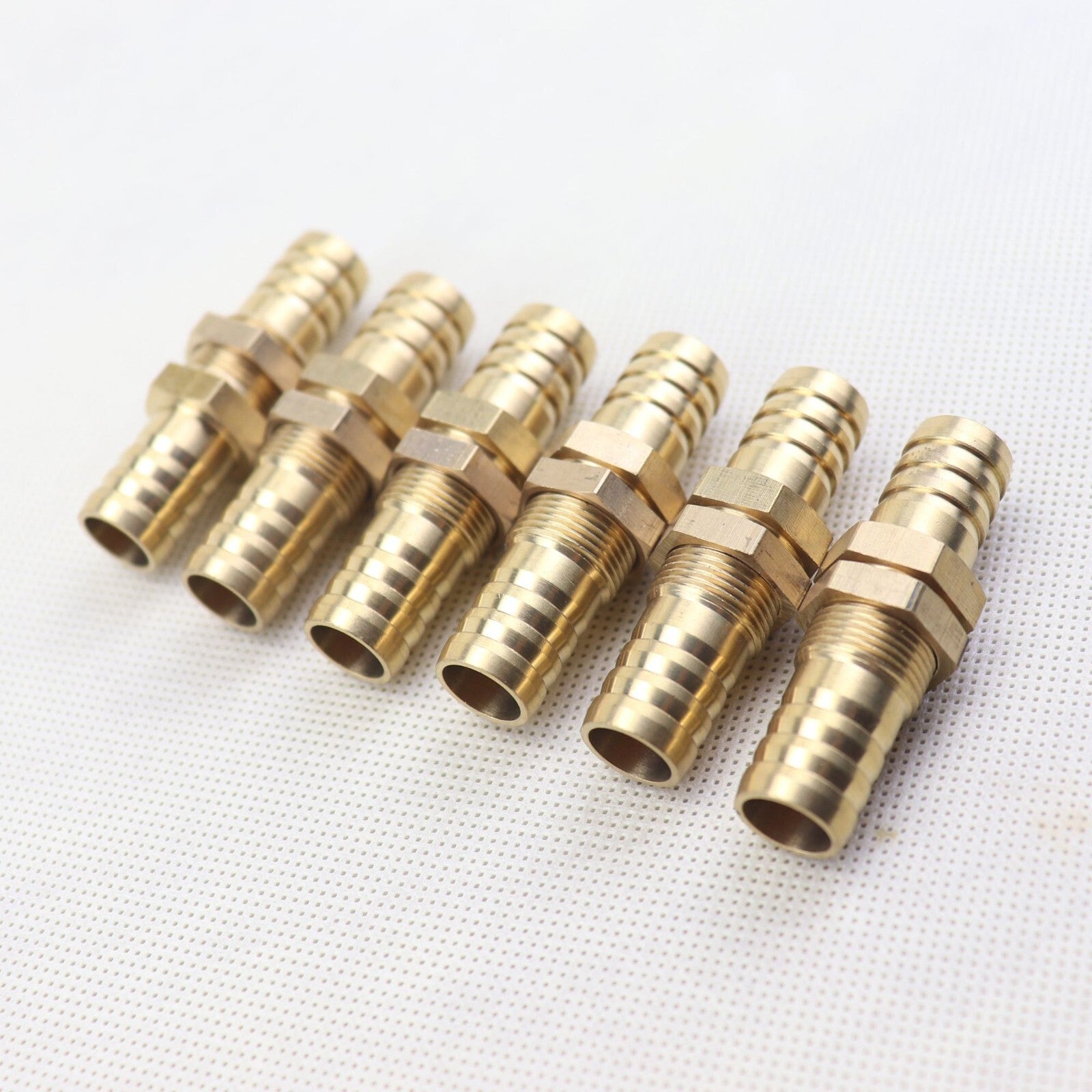 6Pcs 1/2(12mm ) Hose Barb Brass Bulkhead Pipe Fitting Coupler Connector Adapter