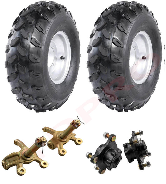 2pcs 8 Wheels 19x7-8 19x7.00-8 Tyre and Rim + Stub Axle Spindle Hubs Lawn Mower