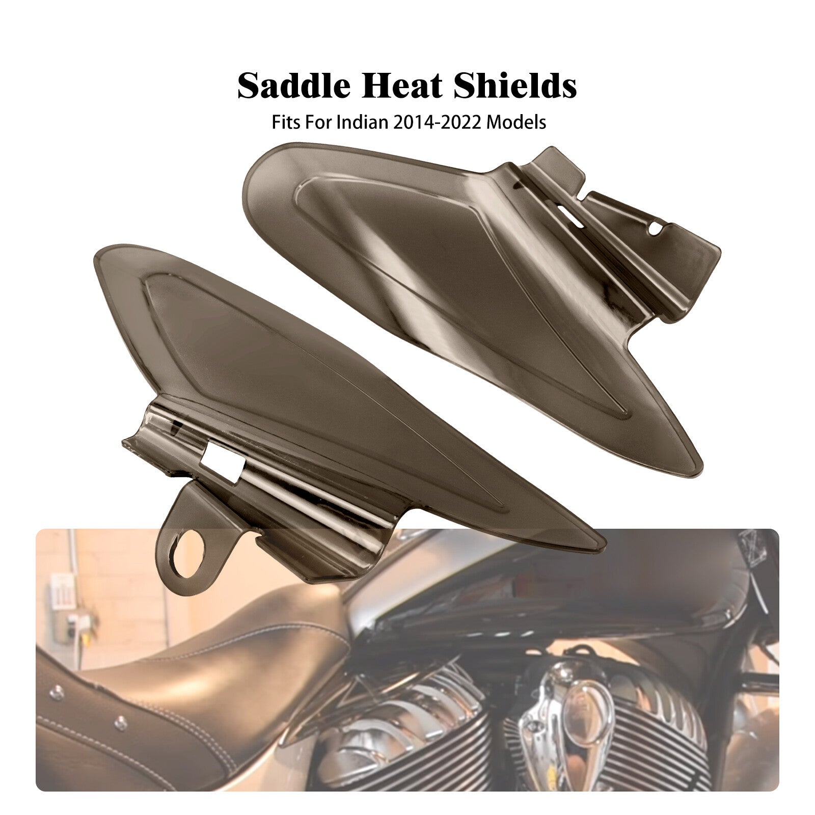 Smoke Reflective Saddle Heat Shields For Indian Chief Chieftain Roadmaster 14-22