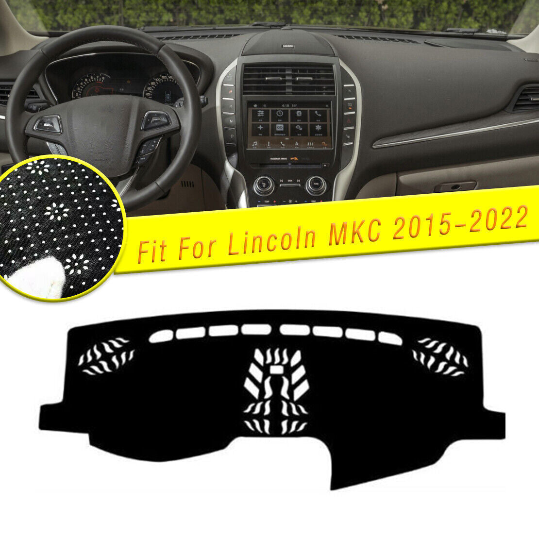 Inner Dashboard Dash Mat Non-slip DashMat Sun Shade Pad for Lincoln MKC 15-2022