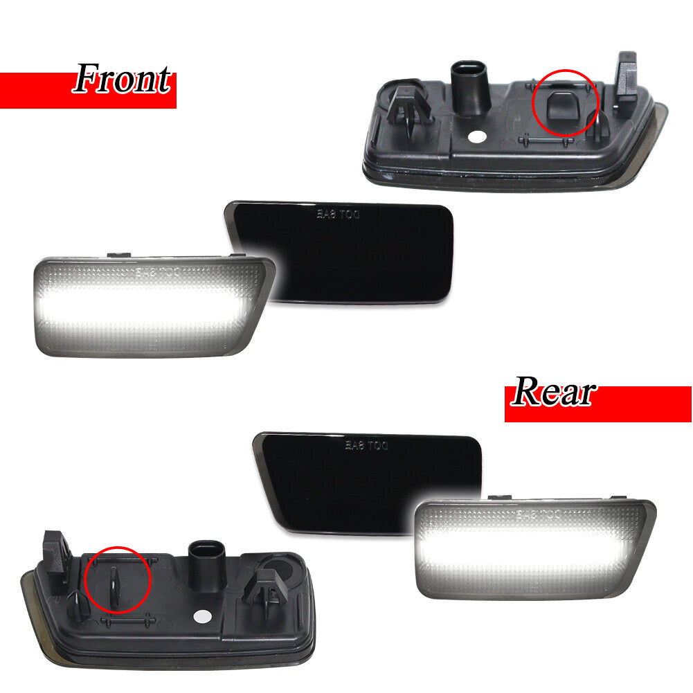 White LED F+R fender side marker indicator lights for 2021 for Ford for Mustang Sport
