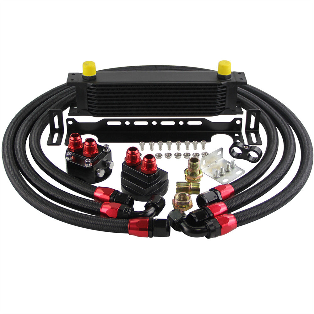 Universal 10 Row AN10 7/8-14 UNF Oil Cooler Kit Relocation Adapter Bracket Kit
